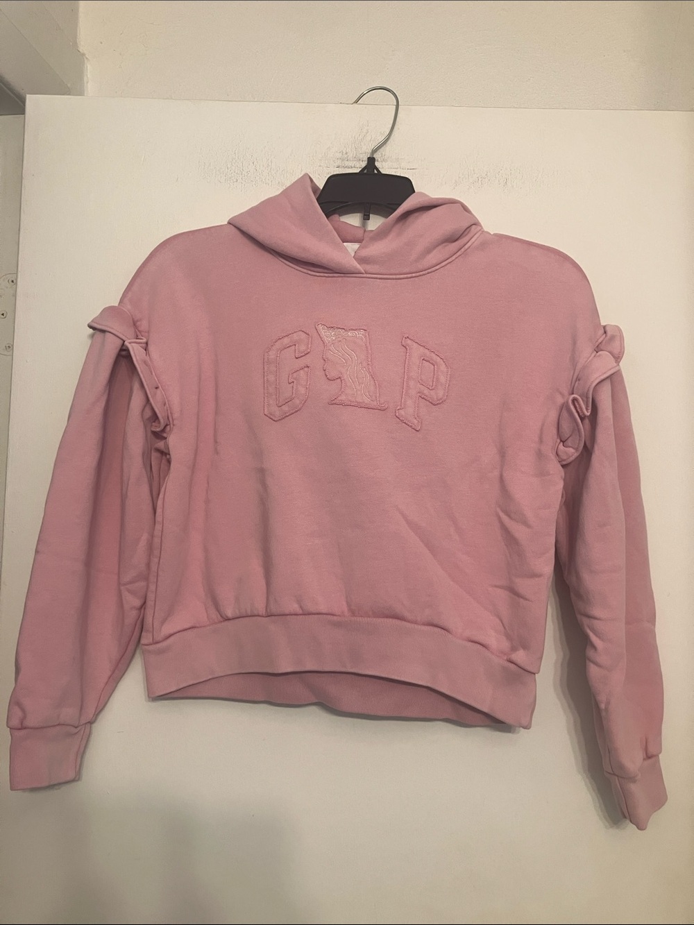 Wicked/GAP good witch ruffle sleeve hooded sweatshirt pink girls large (10)
